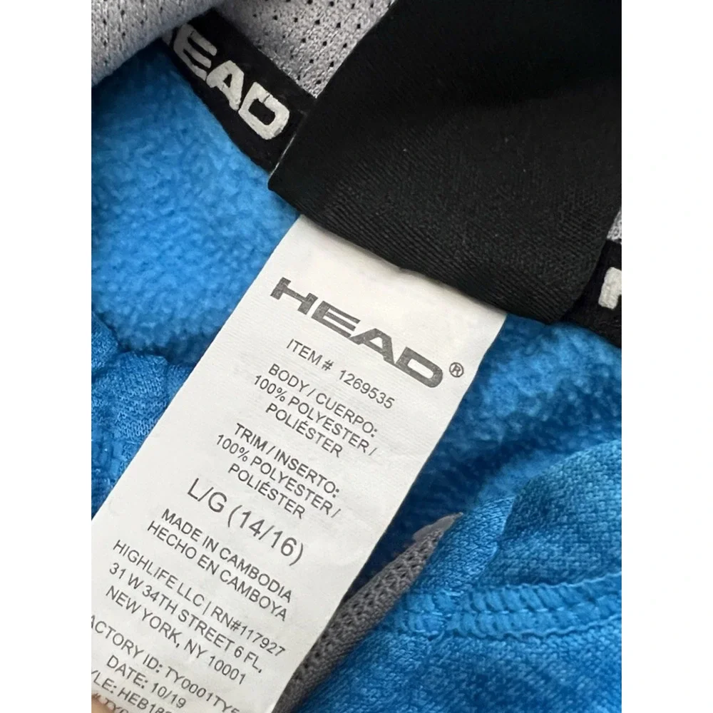 HEAD Hoodie Youth Large 14-16 Blue Full Zip Athletic Lightweight Jacket